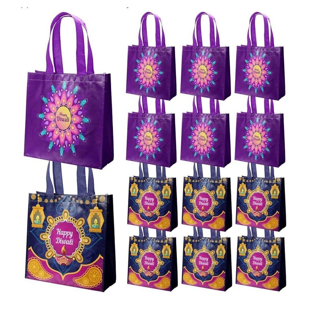Diwali Party Favor Bags Treat Candy Goodie Gift Non-woven Bags Reusable 16 Bags